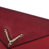 VKP1472 Red - Patchwork Purse With Metal Bar