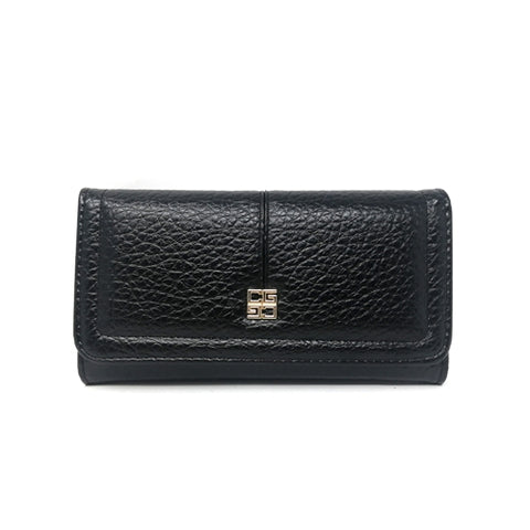 VKP1473 Black - New Elephant Print Solid Color Long Wallet