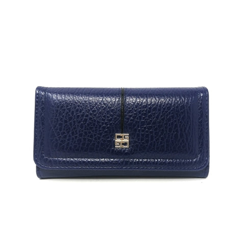 VKP1473 Blue - New Elephant Print Solid Color Long Wallet