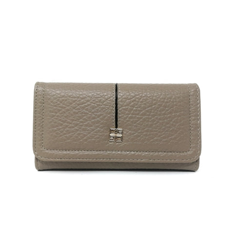 VKP1473 Grey - New Elephant Print Solid Color Long Wallet