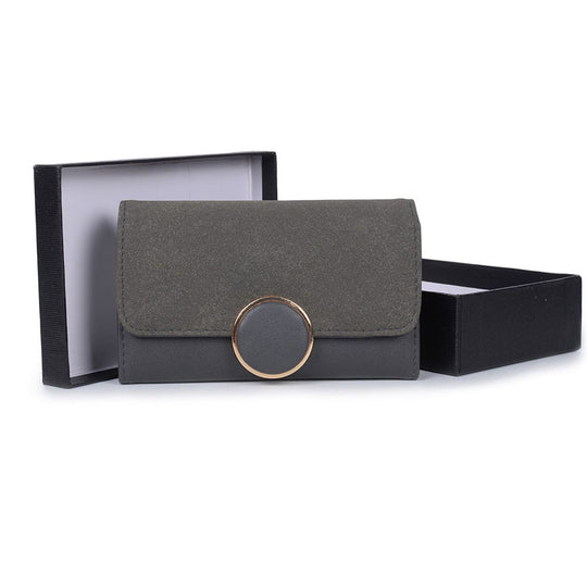 VKP1489 Dark Grey - Solid Color Fashion Lady Wallet