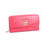 VKP1522 Red - New Women Embossed Flag Long Purse