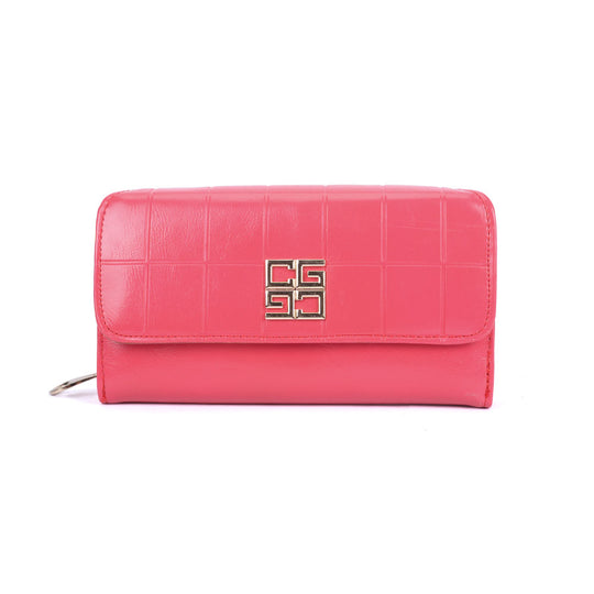 VKP1522 Red - New Women Embossed Flag Long Purse