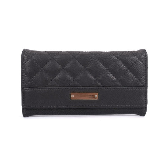 VKP1534 Black - Women Simple Long Purse Bag Quilted