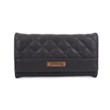VKP1534 Black - Women Simple Long Purse Bag Quilted