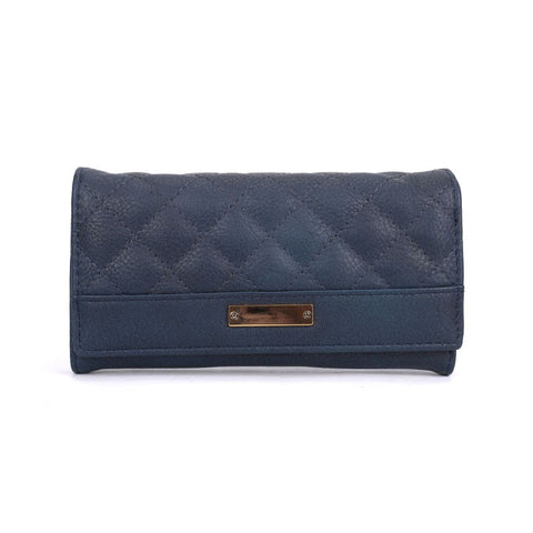 VKP1534 Blue - Women Simple Long Purse Bag Quilted