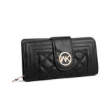 VKP1538 Black - Quilted Metail Detail Trim Purse
