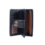 VKP1538 Black - Quilted Metail Detail Trim Purse