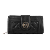 VKP1538 Black - Quilted Metail Detail Trim Purse