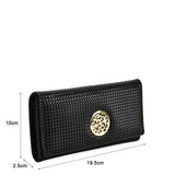 VKP1605 BLACK - Long Spotted Wallet With Hardware Decoration