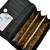 VKP1605 BLACK - Long Spotted Wallet With Hardware Decoration