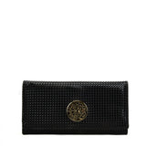 VKP1605 BLACK - Long Spotted Wallet With Hardware Decoration