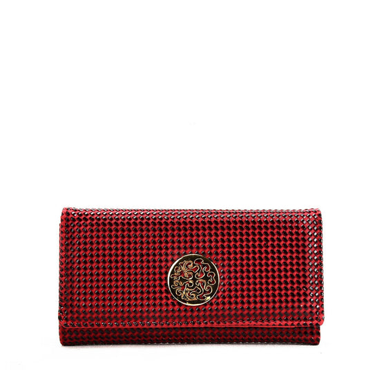 VKP1605 RED - Long Spotted Wallet With Hardware Decoration