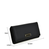 VKP1607 BLACK - Long Spotted Wallet With Buckle Design