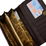 VKP1607 COFFEE - Long Spotted Wallet With Buckle Design