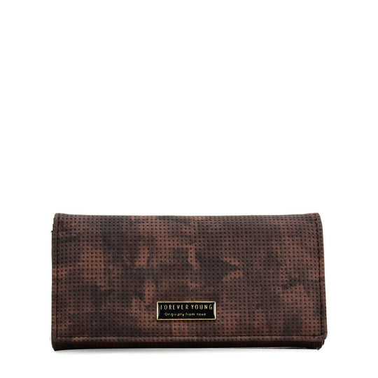 VKP1607 COFFEE - Long Spotted Wallet With Buckle Design