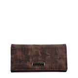 VKP1607 COFFEE - Long Spotted Wallet With Buckle Design