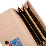VKP1607 PINK - Long Spotted Wallet With Buckle Design