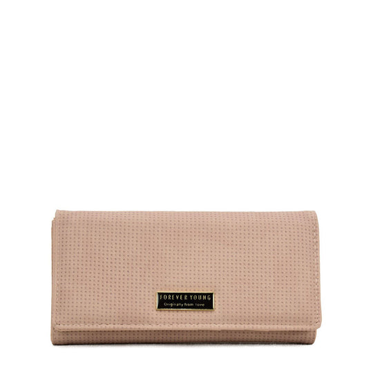 VKP1607 PINK - Long Spotted Wallet With Buckle Design