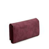 VKP1607 PURPLISH RED - Long Spotted Wallet With Buckle Design