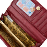 VKP1607 PURPLISH RED - Long Spotted Wallet With Buckle Design