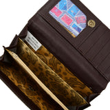 VKP1609 COFFEE - Long Streamlined Wallet With Buckle Design