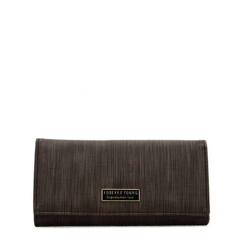 VKP1609 COFFEE - Long Streamlined Wallet With Buckle Design