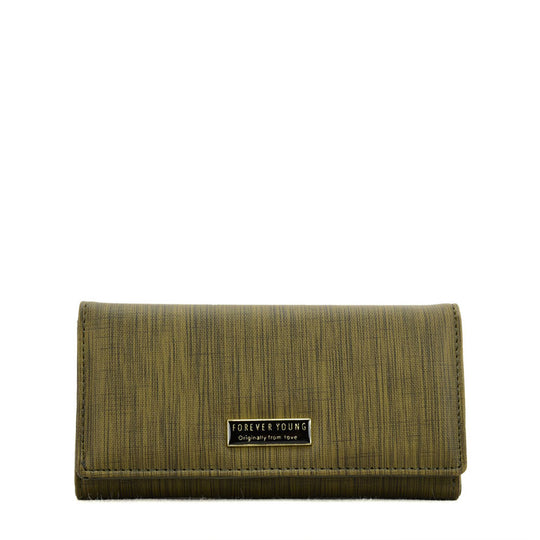 VKP1609 GREEN - Long Streamlined Wallet With Buckle Design