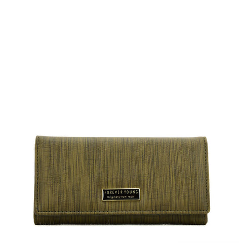 VKP1609 GREEN - Long Streamlined Wallet With Buckle Design