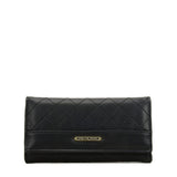 VKP1610 BLACK - Long Lattice Wallet With Buckle Design