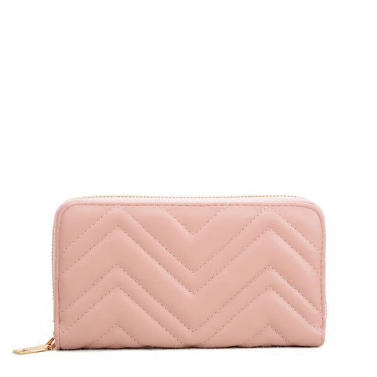 VKP1617 BEIGE - Long corrugated Wallet For Women