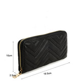 VKP1617 BLACK - Long corrugated Wallet For Women