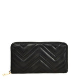 VKP1617 BLACK - Long corrugated Wallet For Women