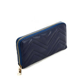VKP1617 BLUE - Long corrugated Wallet For Women