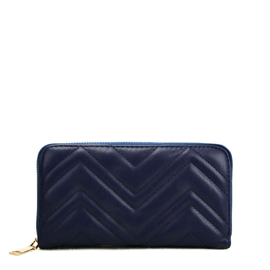 VKP1617 BLUE - Long corrugated Wallet For Women