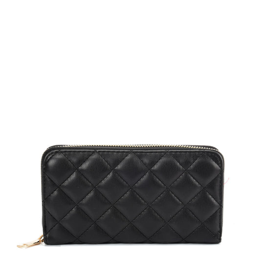 VKP1618 BLACK - Long Wallet With Lattice Design For Women