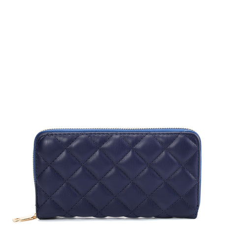VKP1618 BLUE - Long Wallet With Lattice Design For Women