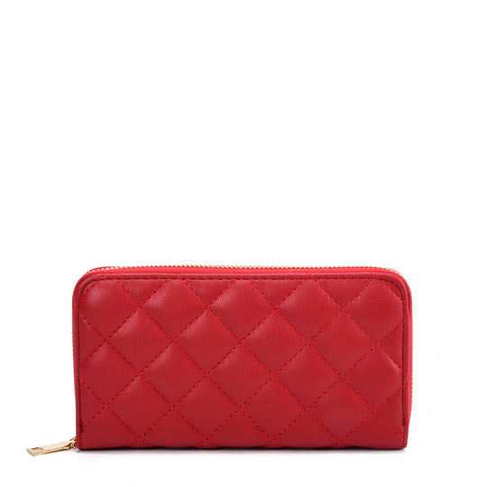 VKP1618 RED - Long Wallet With Lattice Design For Women