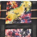 ZW141006A BLACK - Large Capacity Handbag With Watercolor And Buckle Flap Design
