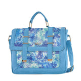 ZW141006A BLUE - Large Capacity Handbag With Watercolor And Buckle Flap Design