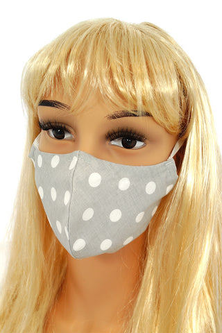 CV09 Reusable decorative masks - gray with polka dots - 100% cotton - 2 pieces