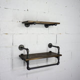 Austin Farmhouse Industrial 24" & 27" Wide 2-Piece Multi-Purpose Wall Shelf Rack