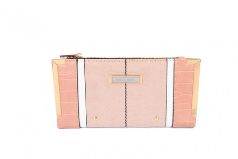 SY5064-PKN - Flap fashion colorblock snake print wallet