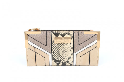 SY5067-GOD - Flap fashion colorblock snake print wallet