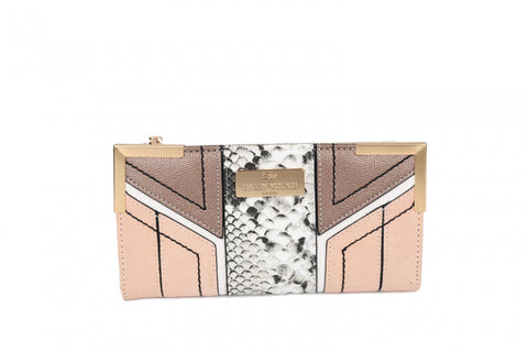 SY5067-SLR - Flap fashion colorblock snake print wallet