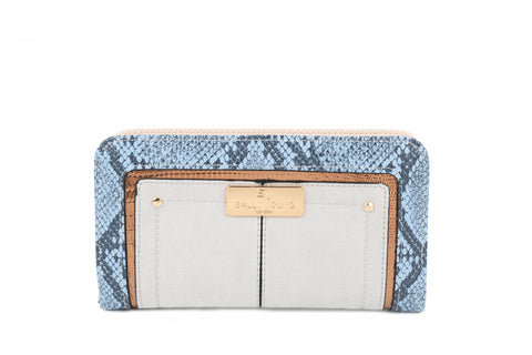 SY5068-GRY - Flap fashion colorblock snake print wallet