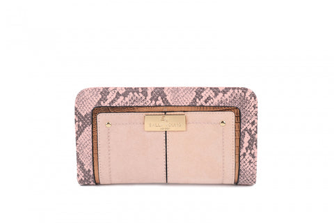SY5068-PKN - Flap fashion colorblock snake print wallet