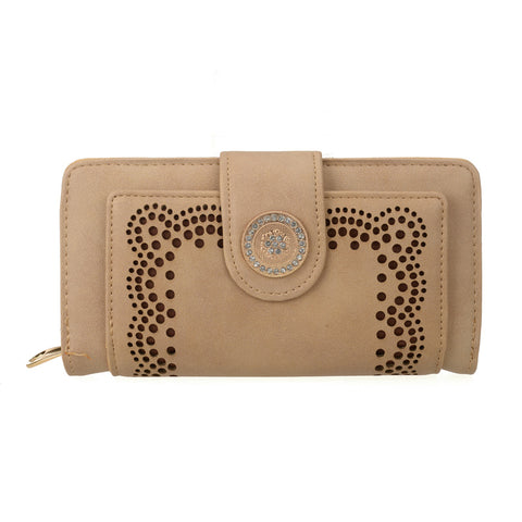 VKP1345-1 Beige  -  Multilayer Purse with Hollow Detail