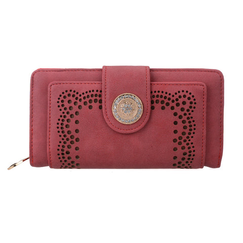 VKP1345-1 Red  -  Multilayer Purse with Hollow Detail