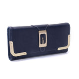 VKP1389 Blue - Fashion Lady Metal Buckle Decoration Wallet With Metal Trim